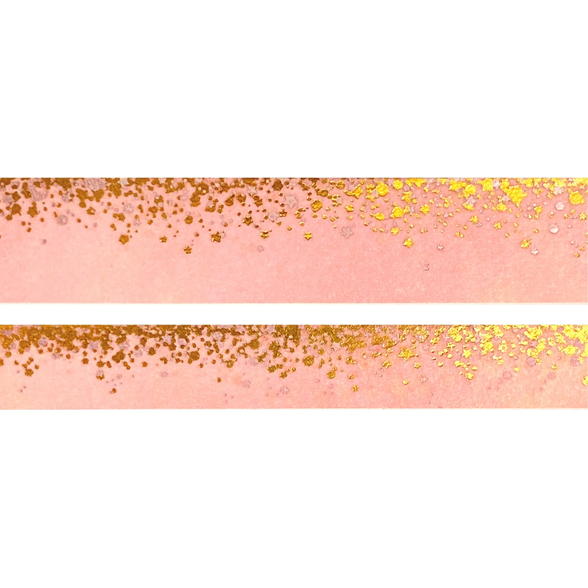 Pastel Peach Stardust washi set (15/10mm   light gold holographic / aurora pink foil) - Restock