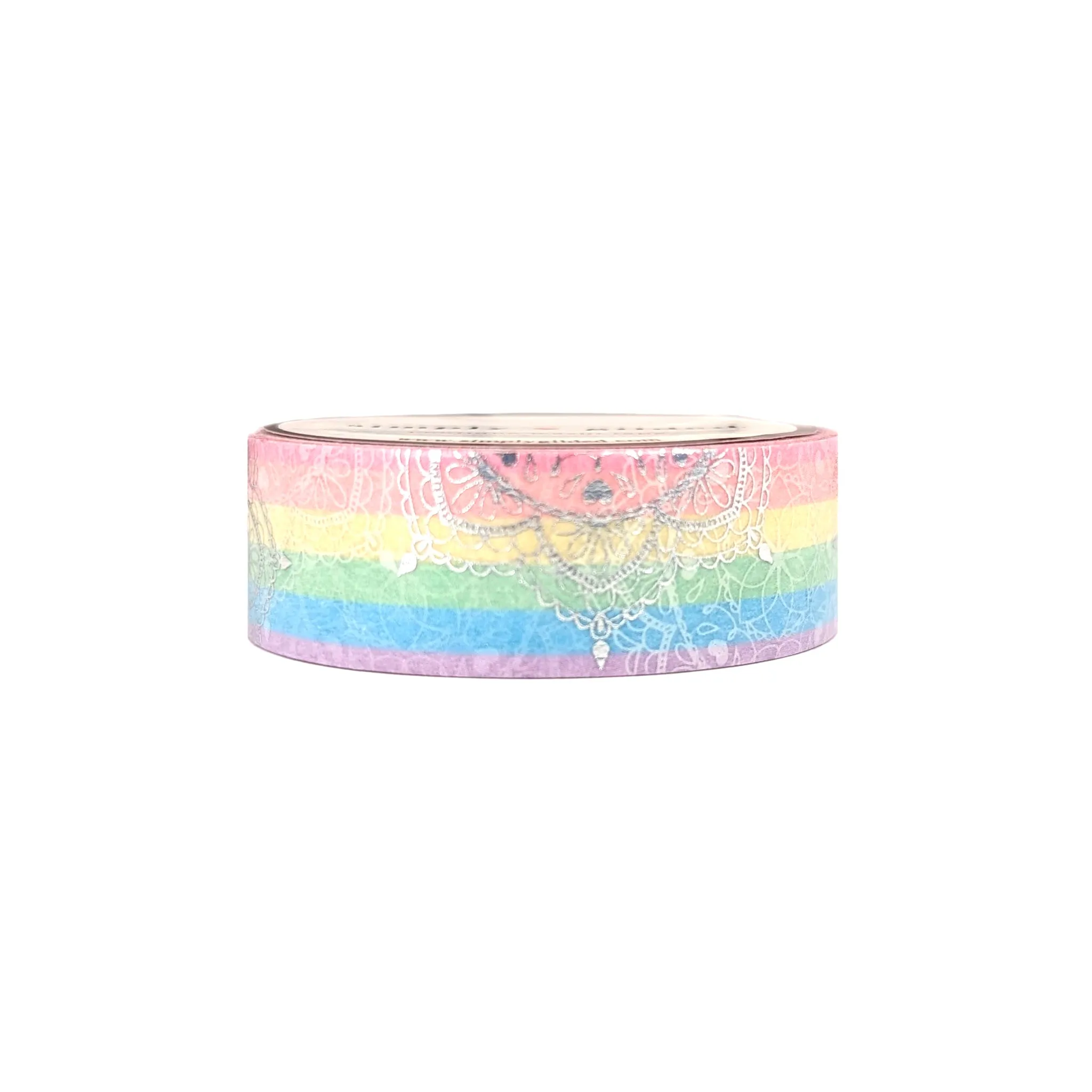 Pastel Rainbow Mandala washi (15mm   silver foil) (Item of the Week)