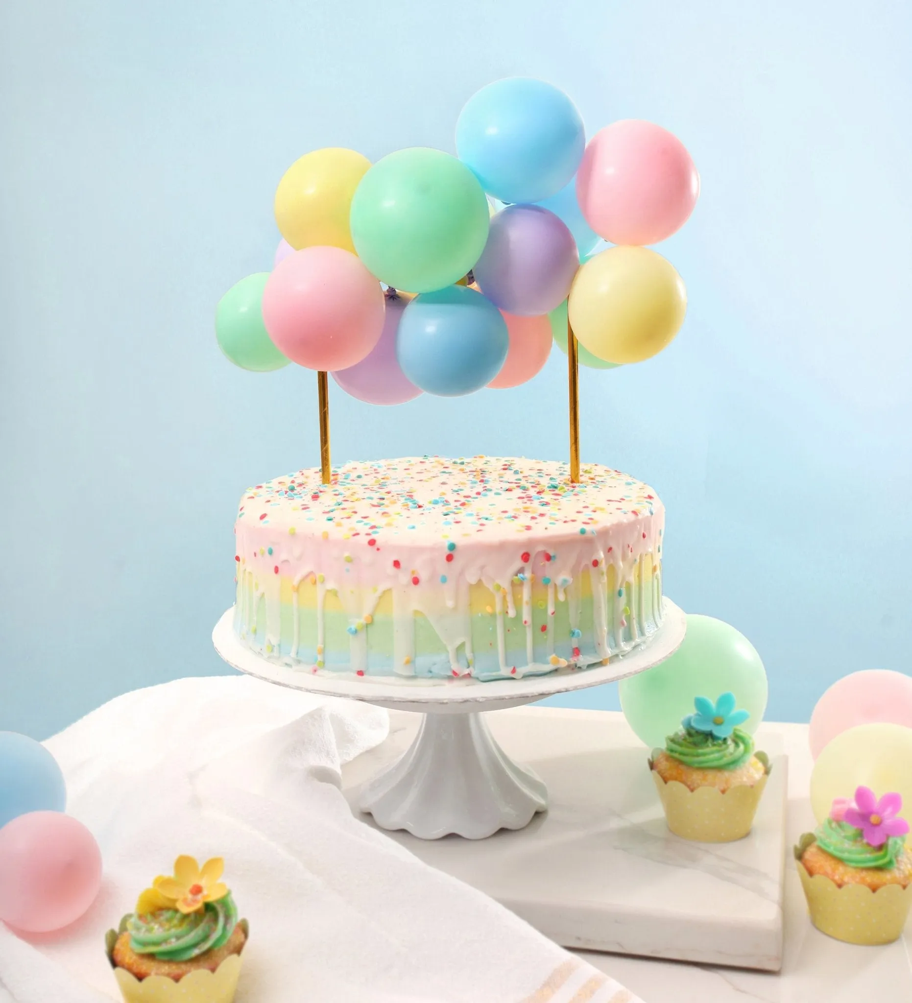 Pastel Rainbow Mini Balloon Cake Topper Kit