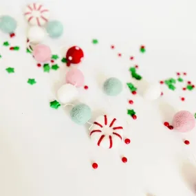 Peppermint Christmas Felt Ball Garland (5-Foot)