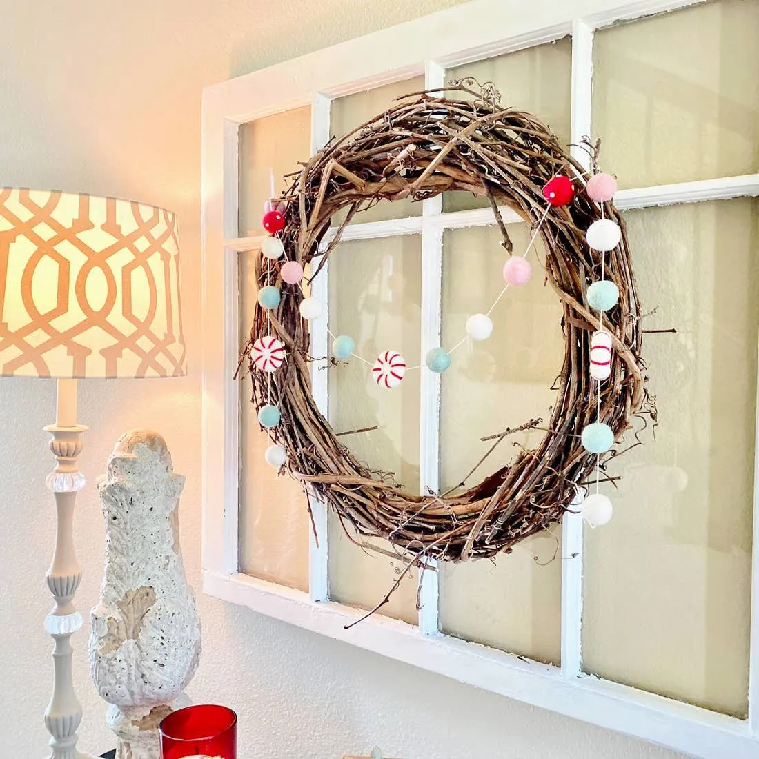 Peppermint Christmas Felt Ball Garland (5-Foot)