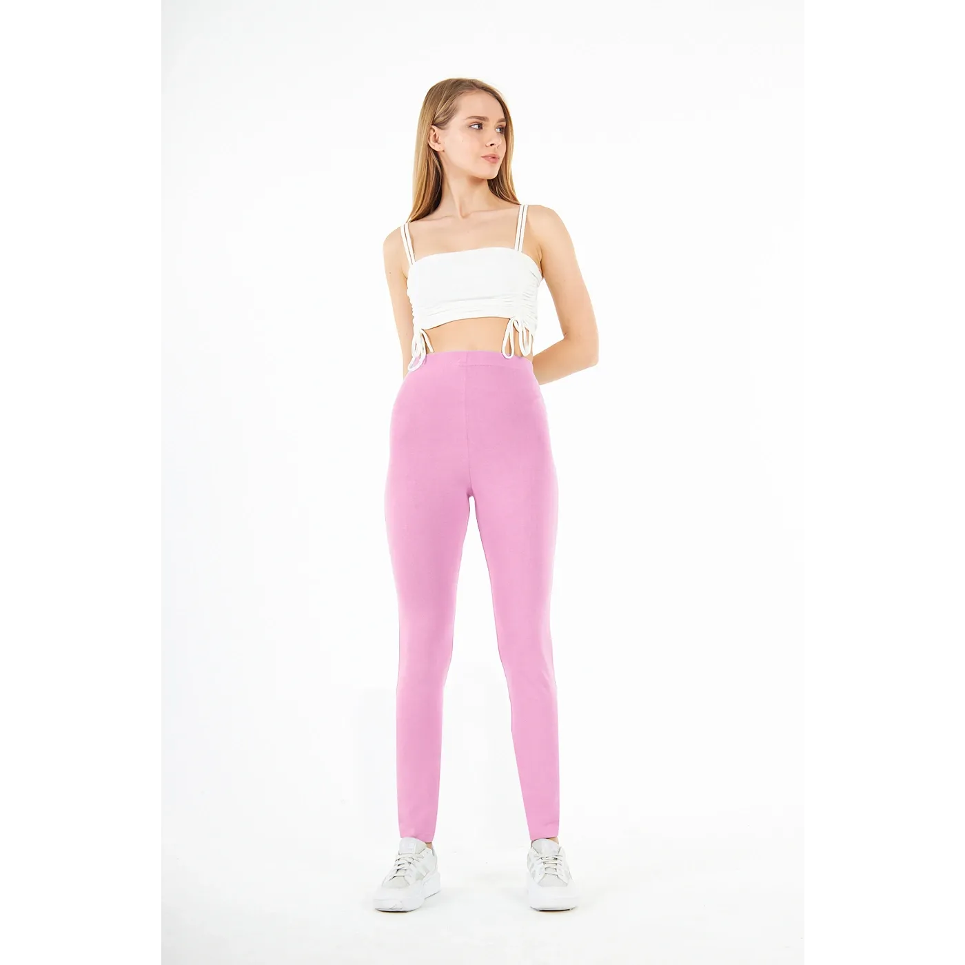 Pink Cotton Jersey Leggings