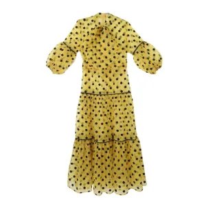 Pre Order:  Casual Polka Dots Lantern Sleeve Maxi Dress