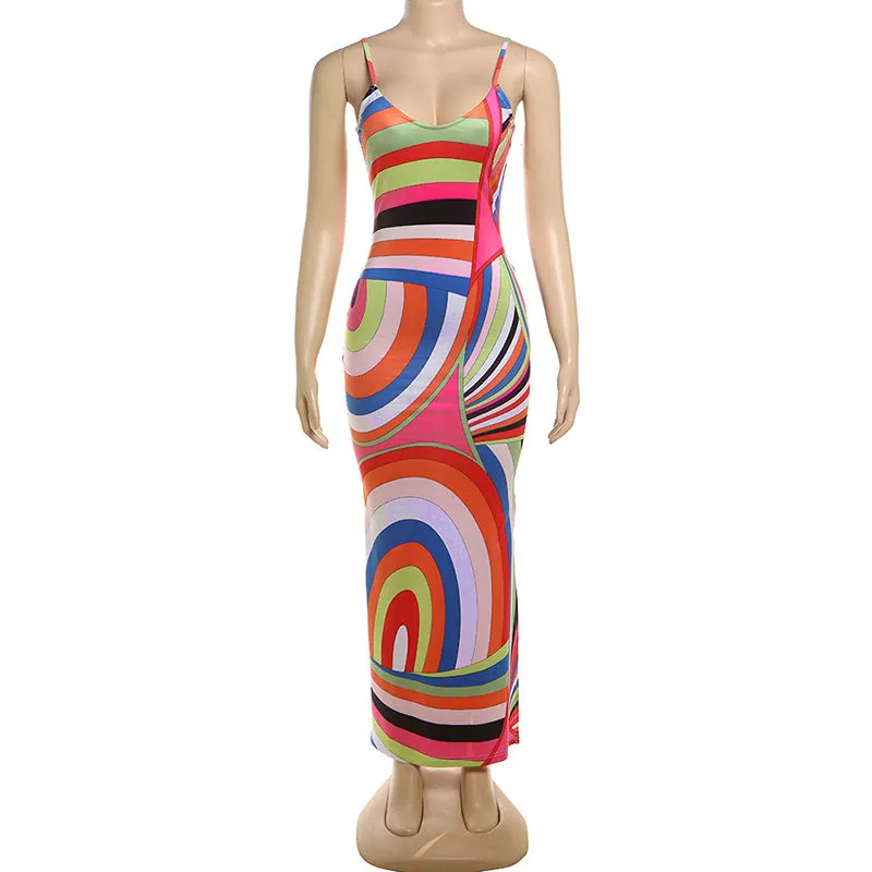 Pre Order:  Color Block Slim Maxi Dress