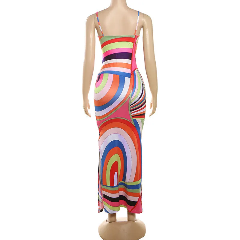 Pre Order:  Color Block Slim Maxi Dress