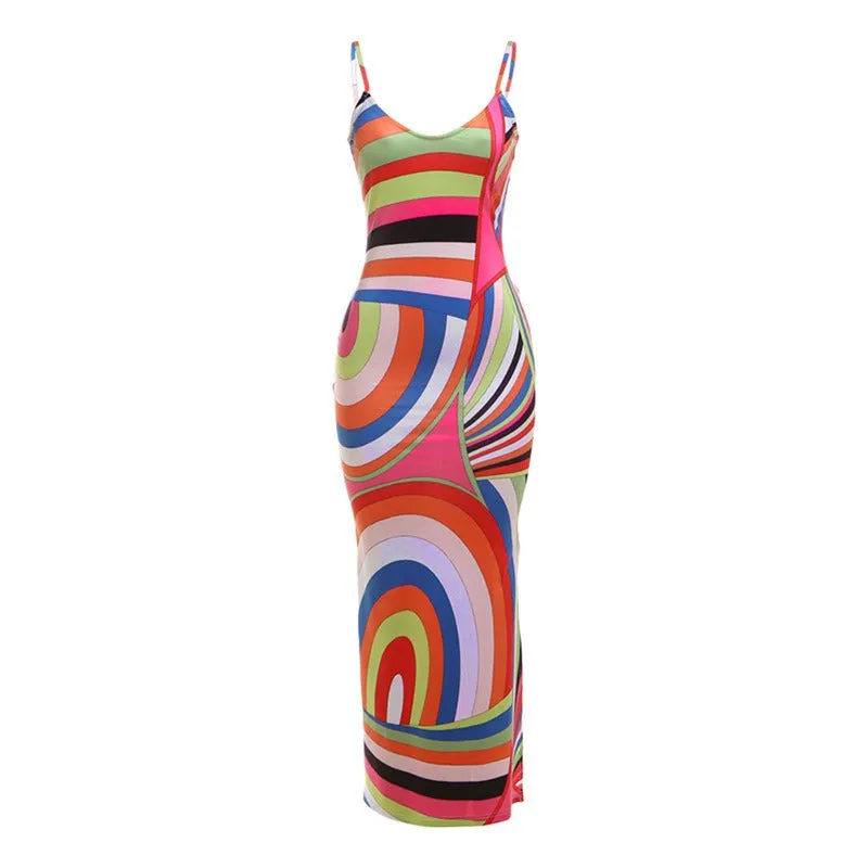 Pre Order:  Color Block Slim Maxi Dress