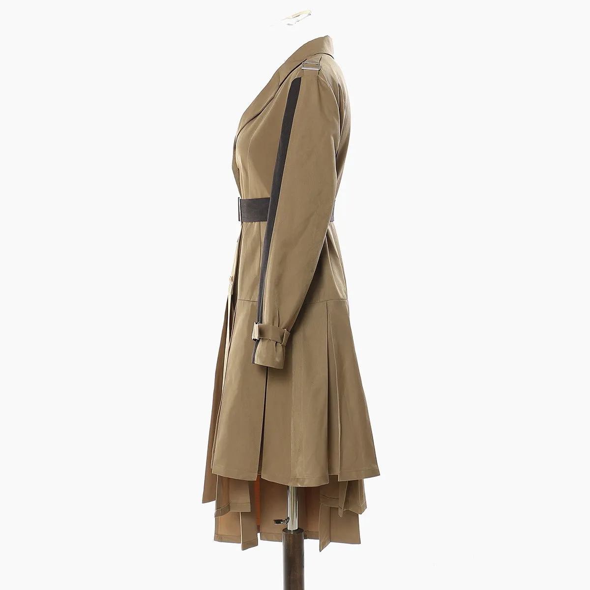 Pre Order:  Irregular Pleated Hem Trench Coat