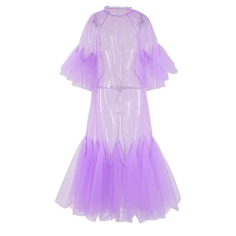 Pre Order:  Sheer Loose Petal Sleeve Dress