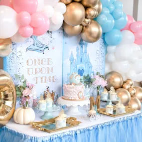 Princess Balloon Arch - Pink Blue White Gold Balloon Garland Kit