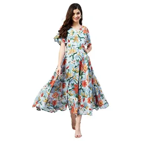 RARE Women Casual Multi Colour Maxi Floral Dress