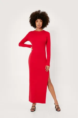 Ribbed Long Sleeved Bodycon Maxi Dress