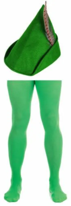 Robin Hood Hat Green with Green Male Tights - World Book Day Party Fancy Dress