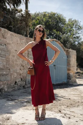 Sarah one shoulder maxi dress bordeaux