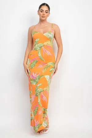 Scoop Tropical Print Maxi Dress