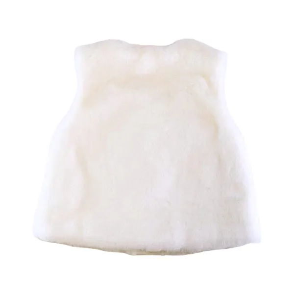 Sequin Star Fur Vest - White