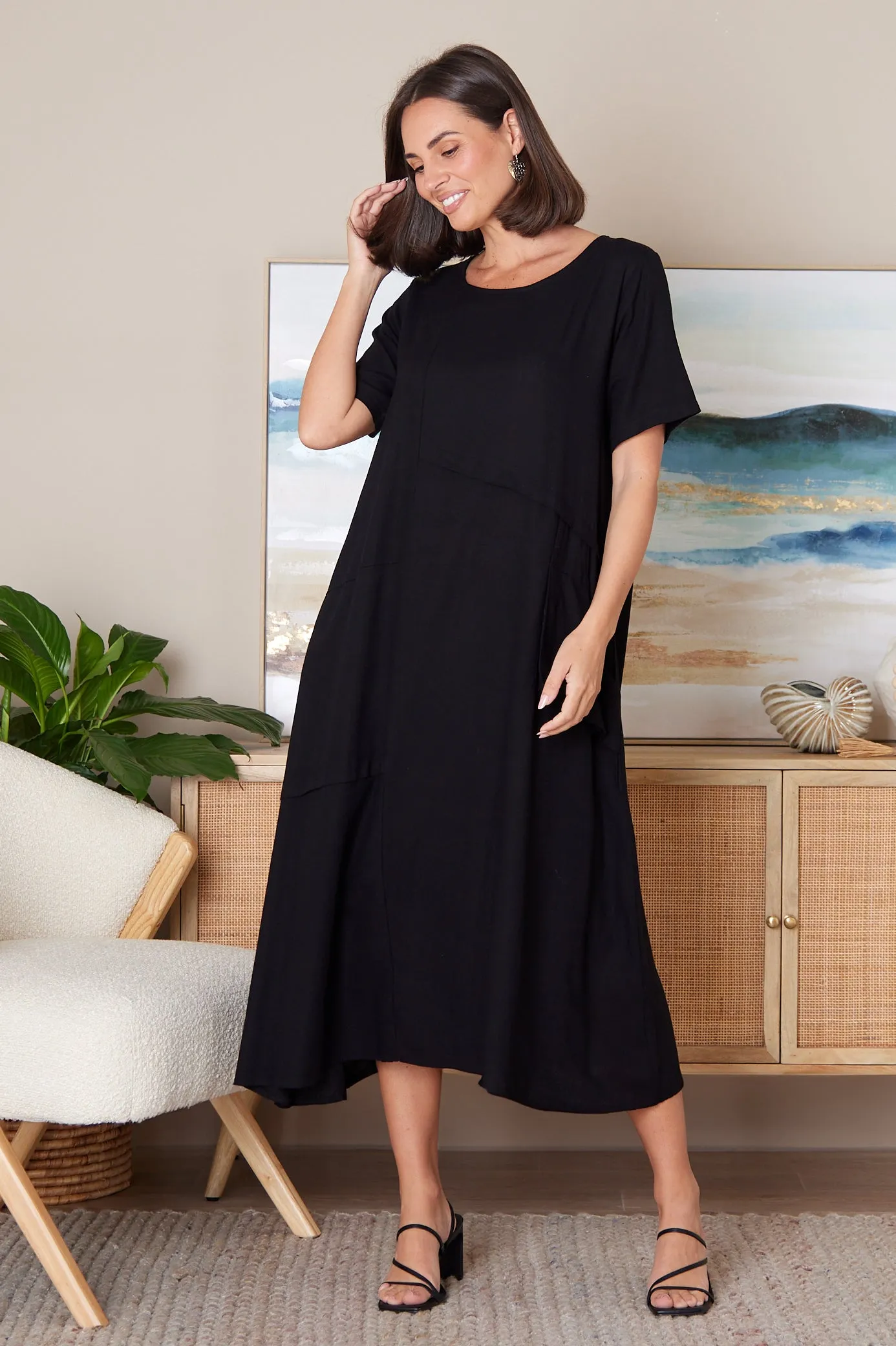 Shona Cotton & Linen Dress - Black