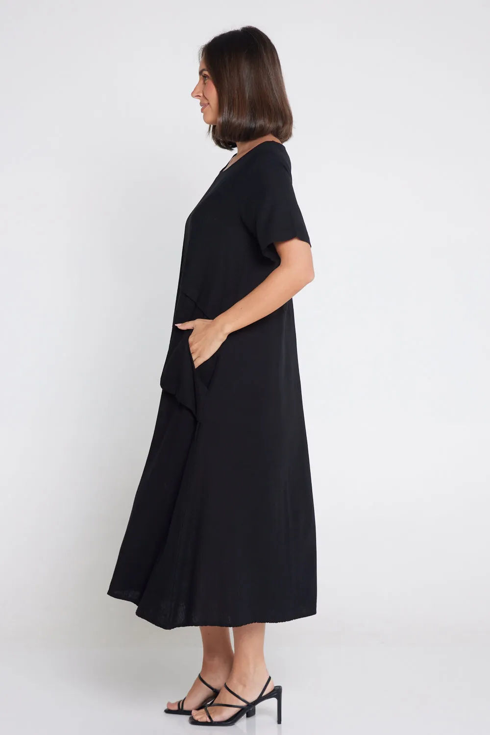 Shona Cotton & Linen Dress - Black