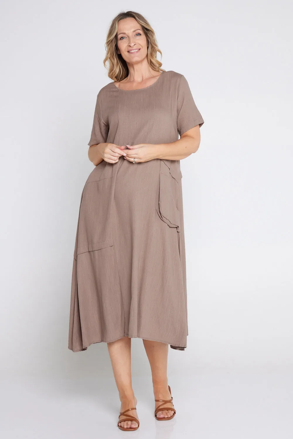 Shona Cotton & Linen Dress - Mocha