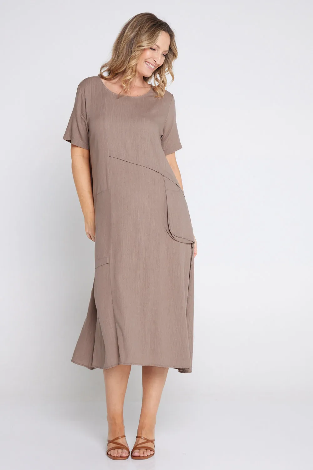 Shona Cotton & Linen Dress - Mocha