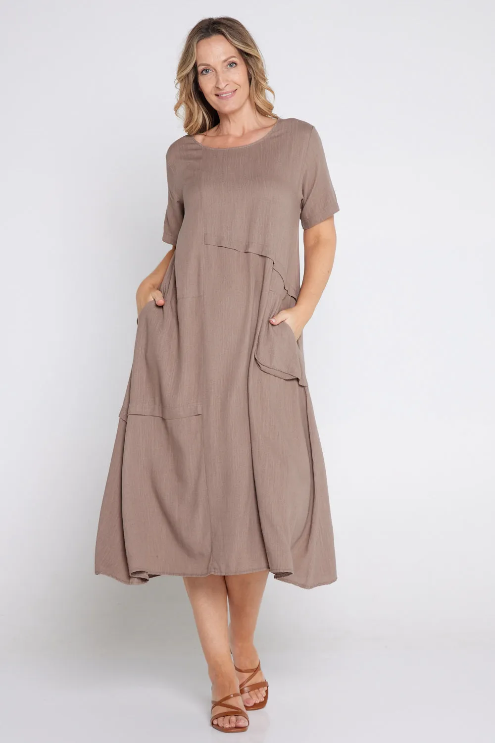 Shona Cotton & Linen Dress - Mocha