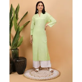 Shwet Women Green Chikankari Kurta