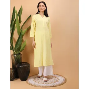 Shwet Women Yellow Chikankari Kurta