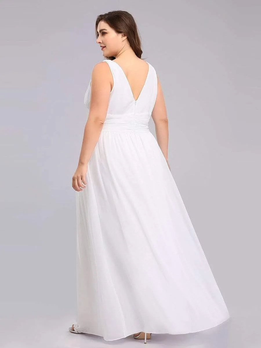 Sleeveless V-Neck Maxi Chiffon Bridesmaid Dress