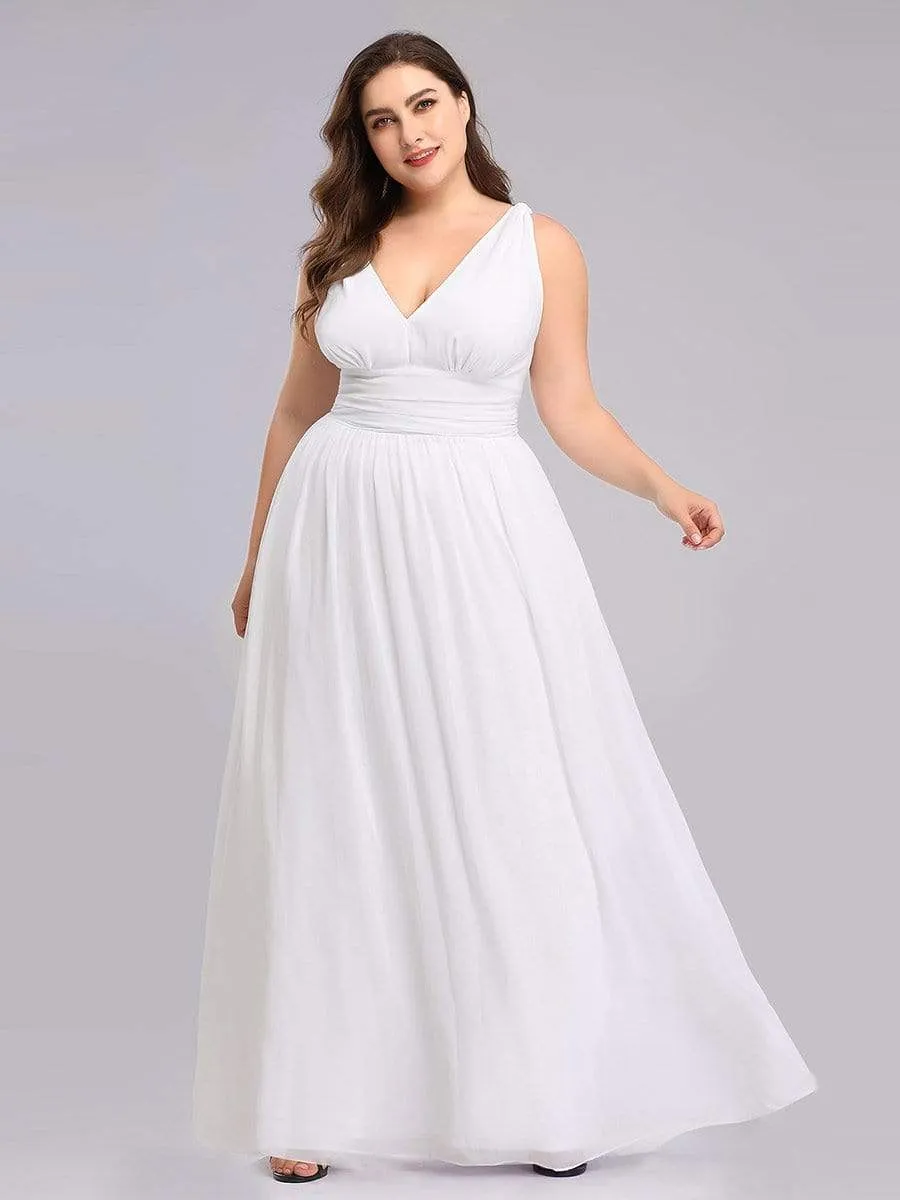 Sleeveless V-Neck Maxi Chiffon Bridesmaid Dress