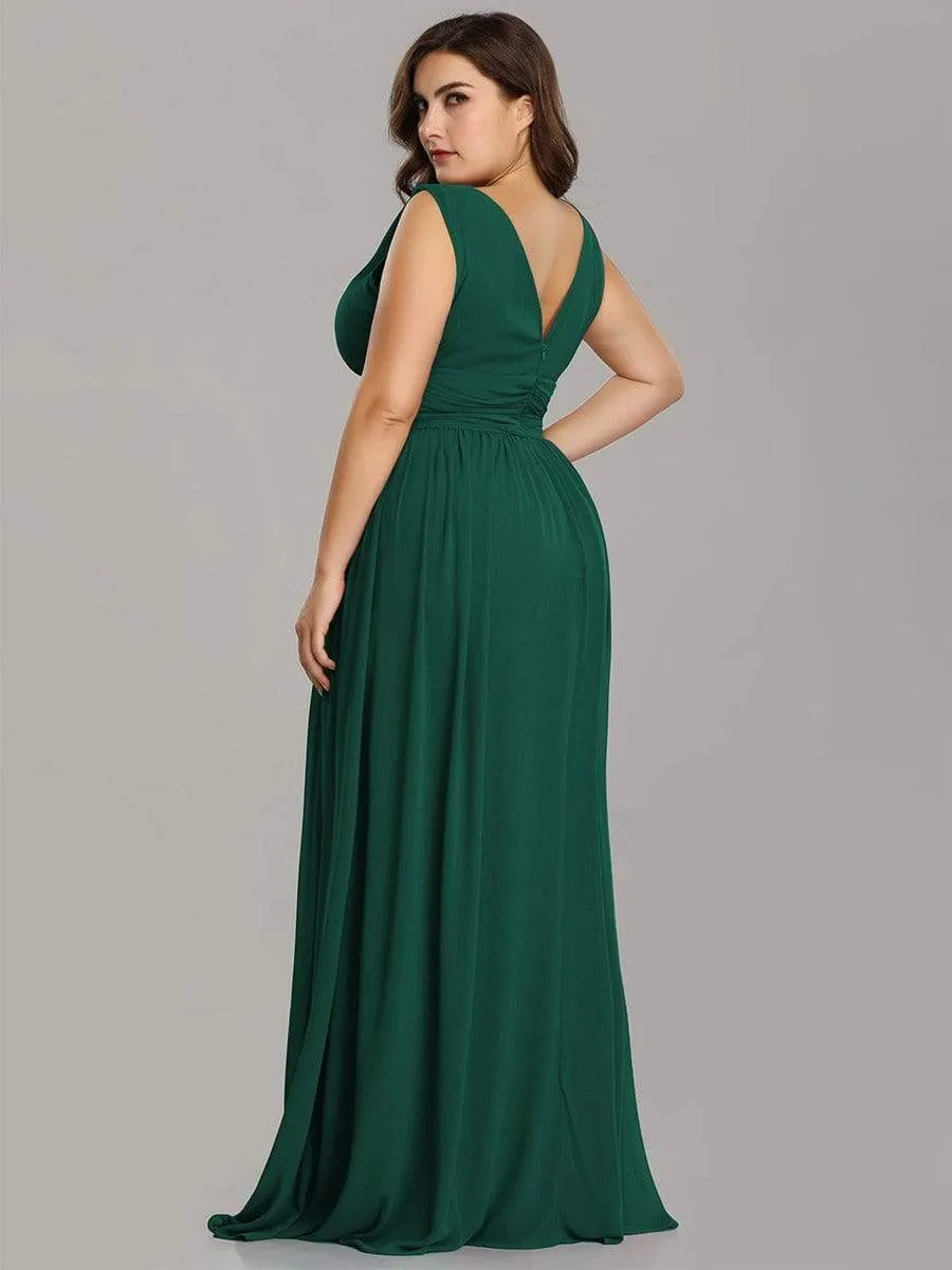 Sleeveless V-Neck Maxi Chiffon Bridesmaid Dress