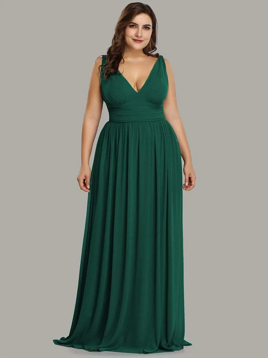 Sleeveless V-Neck Maxi Chiffon Bridesmaid Dress