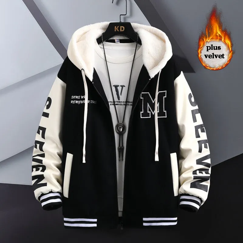 Slick 'M' Thermal Fleece Hooded Varsity Jacket