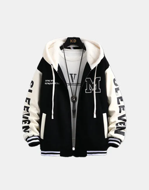 Slick 'M' Thermal Fleece Hooded Varsity Jacket