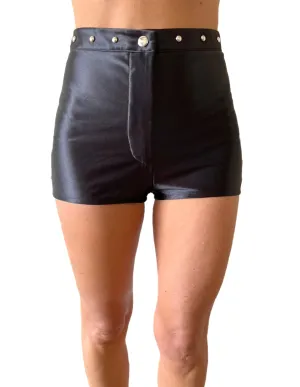 Studded High-Waist Shorts in Black by Switchblade Stiletto