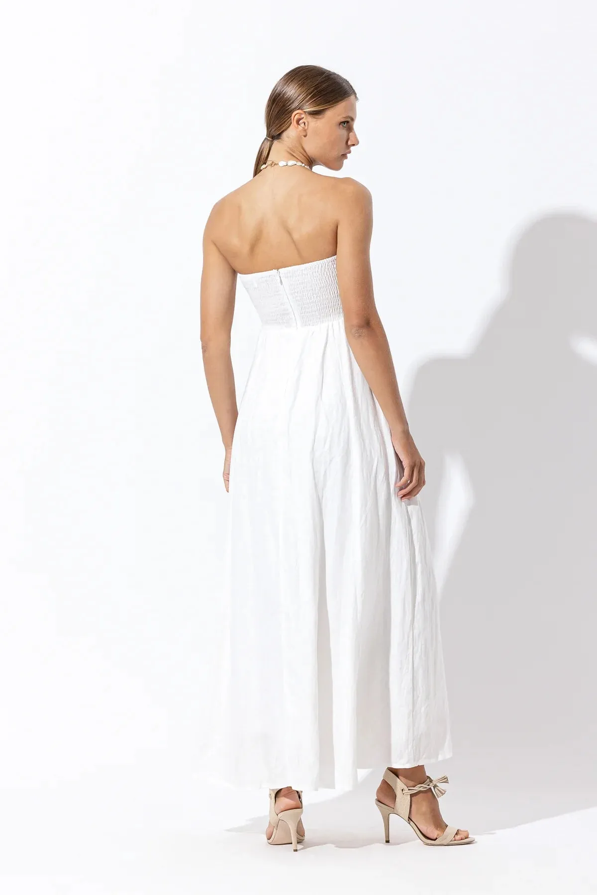 talia linen pintuck maxi dress