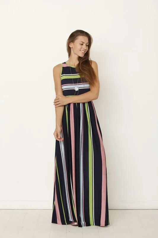 TEEK - Multicolor Stripe Hidden Pocket Dress