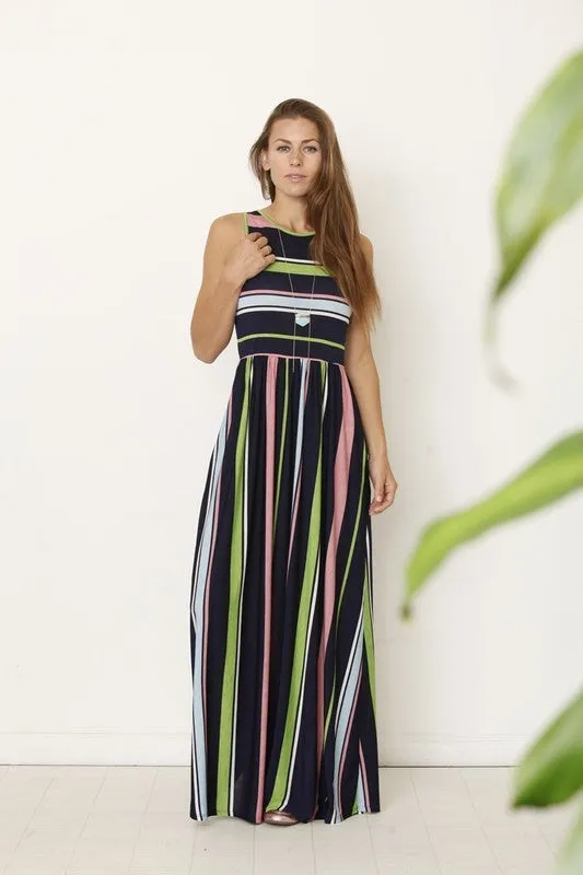 TEEK - Multicolor Stripe Hidden Pocket Dress