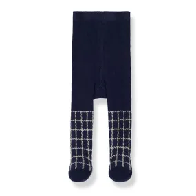 TETE check tights - navy