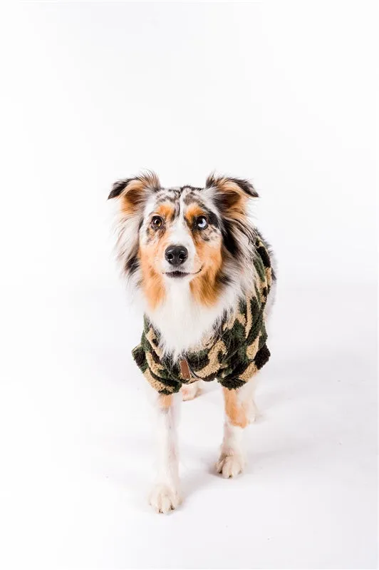 The Worthy Dog Quarter Zip Pullover Dog Jacket Green Camo