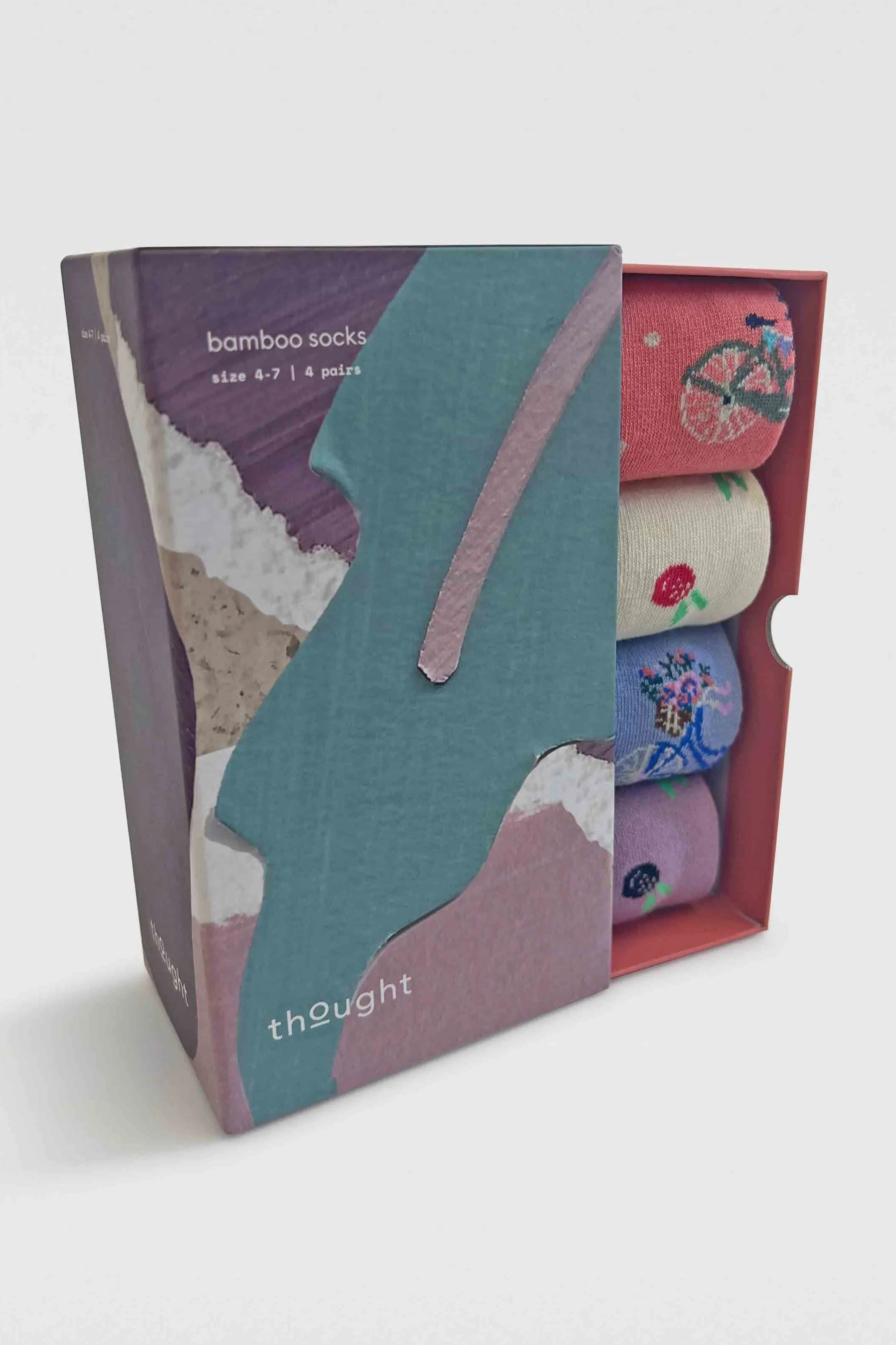 Thought Rosette Floral Bike Bamboo 4 Sock Gift Box