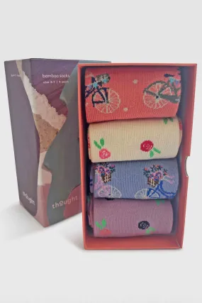 Thought Rosette Floral Bike Bamboo 4 Sock Gift Box