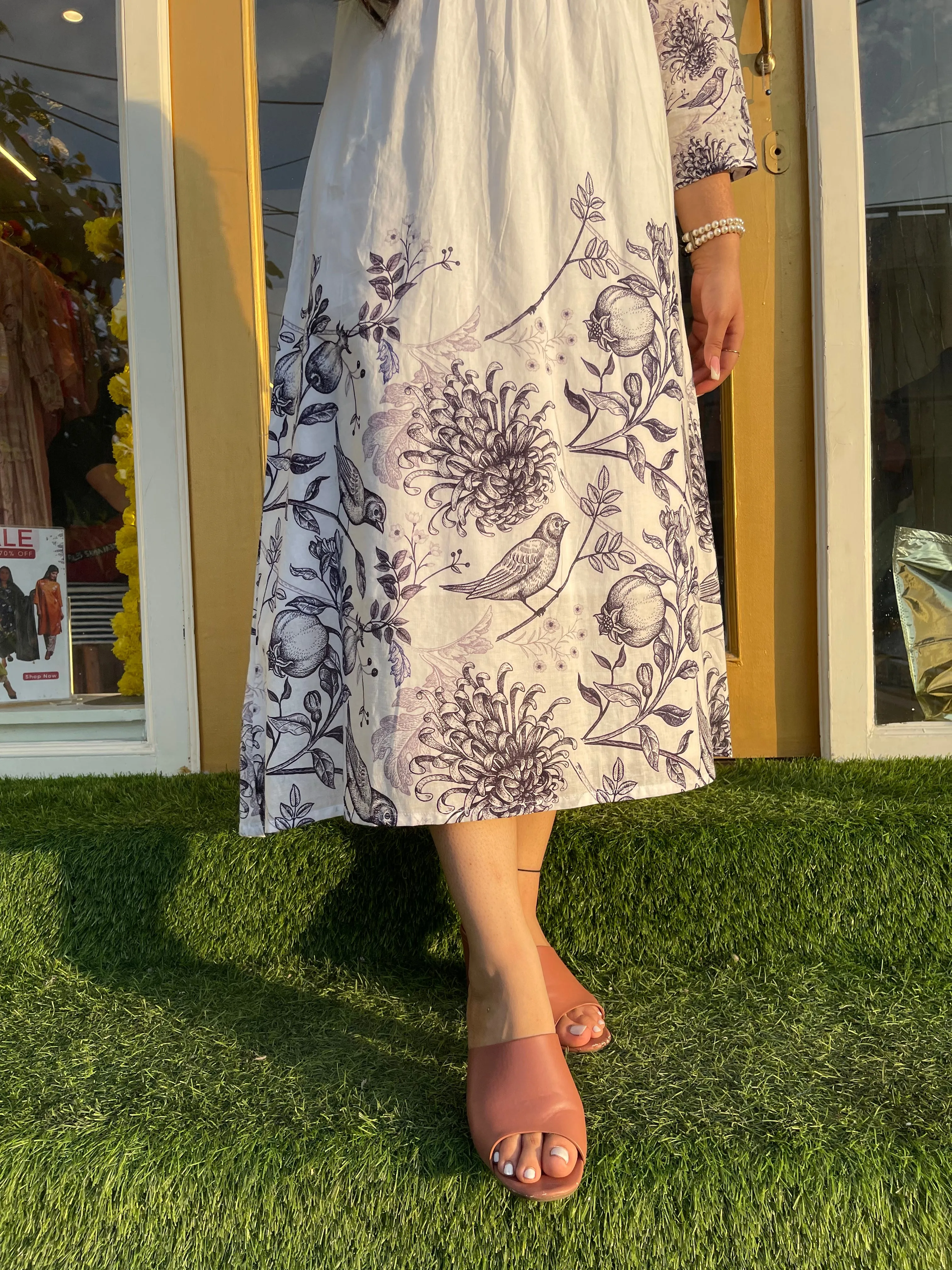 Tulips On Off White Maxi Dress