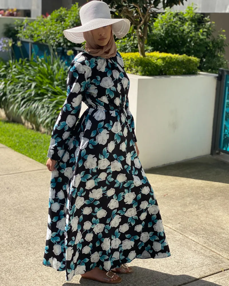 Turquoise Floral Dress