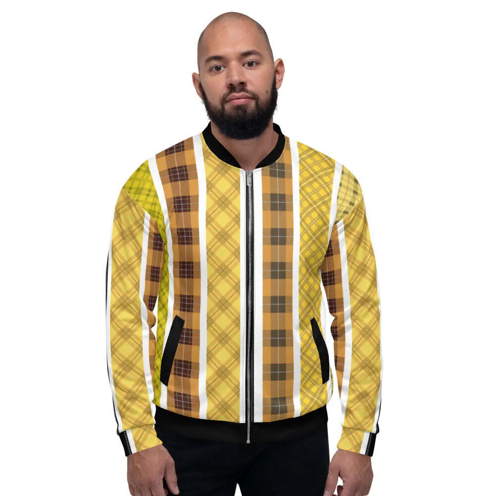 Uniquely You Bomber Jacket / Yellow and Black Tartan Style - J10877