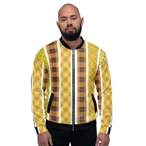 Uniquely You Bomber Jacket / Yellow and Black Tartan Style - J10877