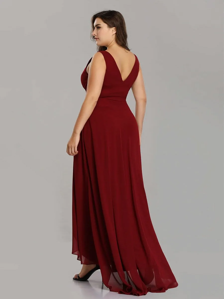 V-Neck High-Low Chiffon Evening Party Dress