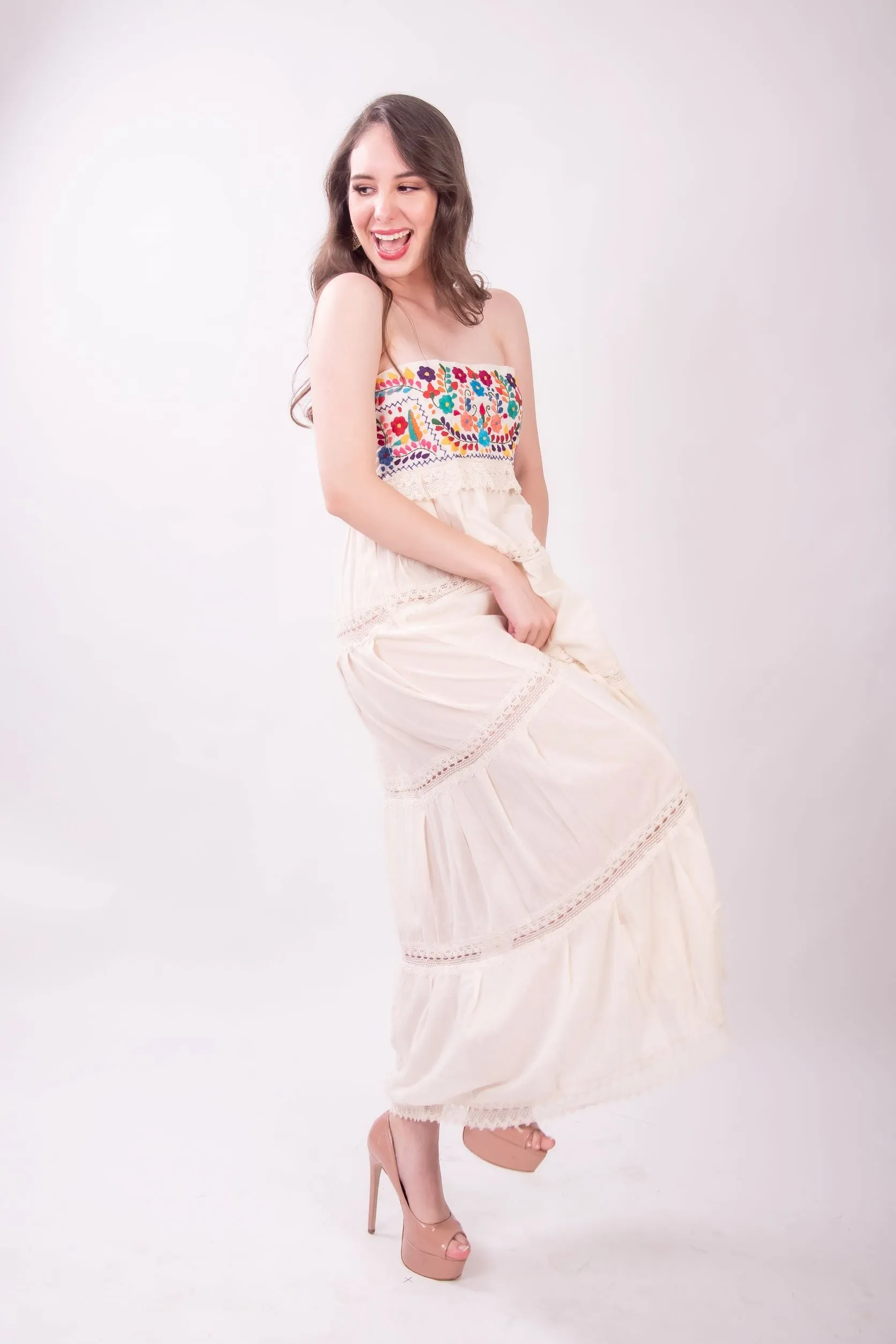 Vallarta Cream Strapless Maxi Dress