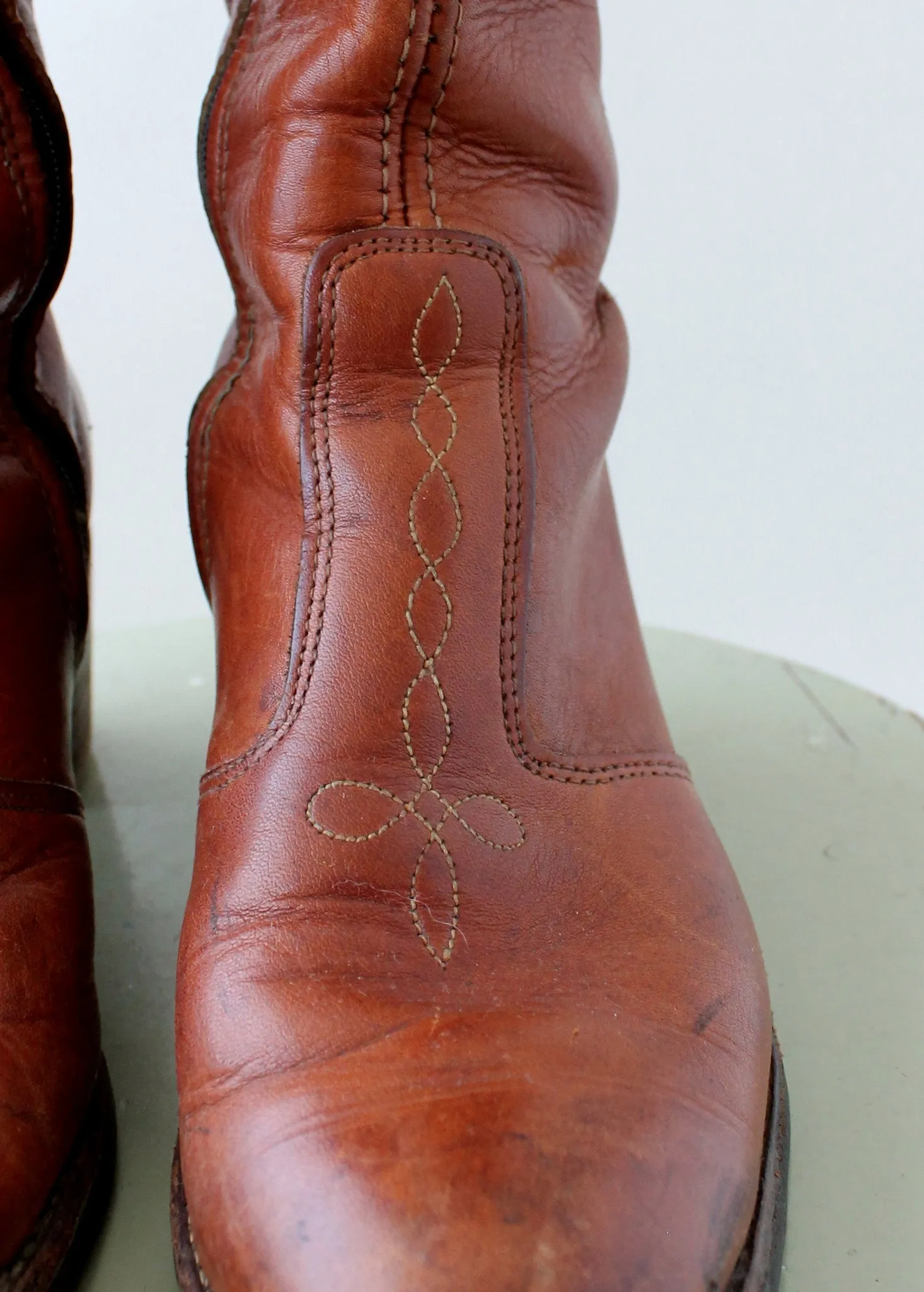 Vintage 1970s Leather Campus Cowboy Boots