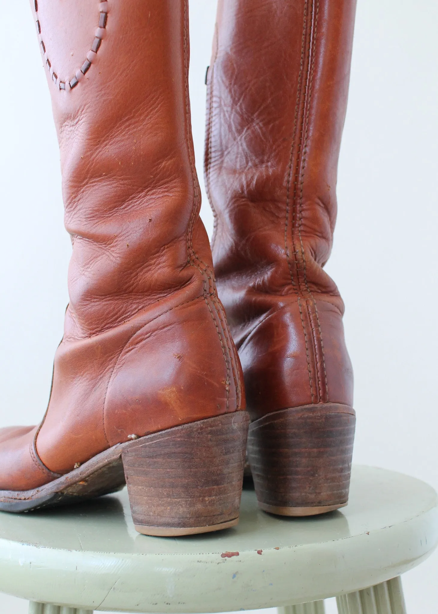 Vintage 1970s Leather Campus Cowboy Boots