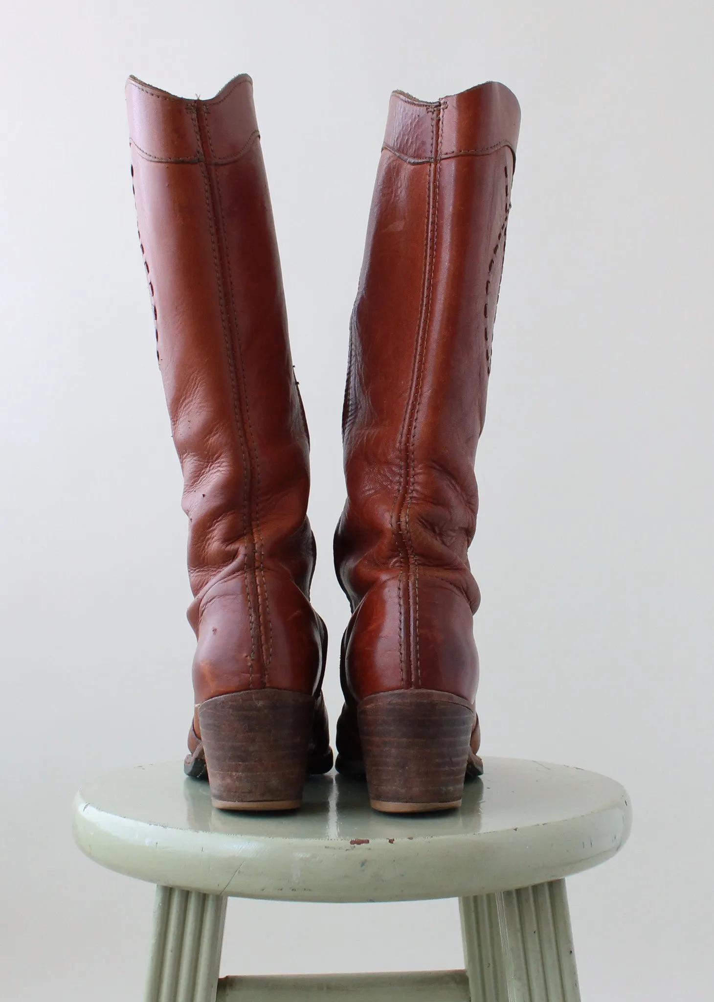 Vintage 1970s Leather Campus Cowboy Boots