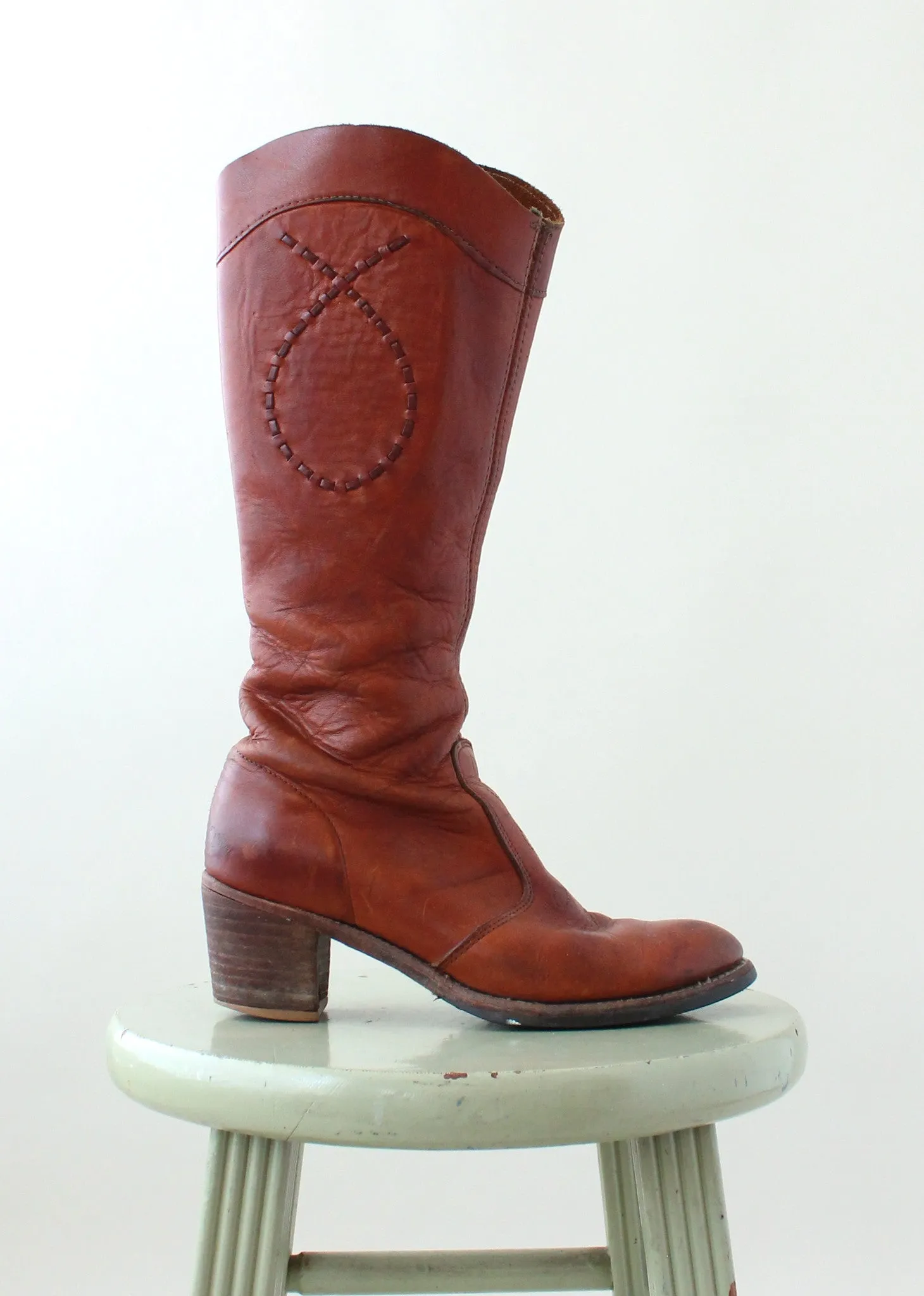 Vintage 1970s Leather Campus Cowboy Boots